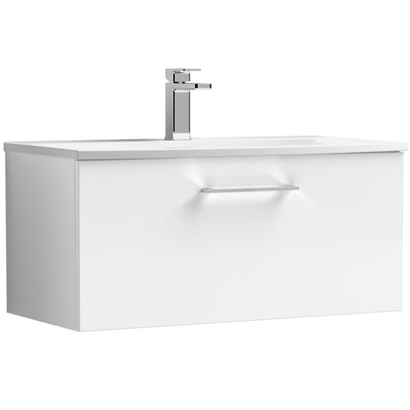 Nuie Arno 800mm Wall Hung 1 Drawer Vanity Unit & Basin Gloss White ARN125G