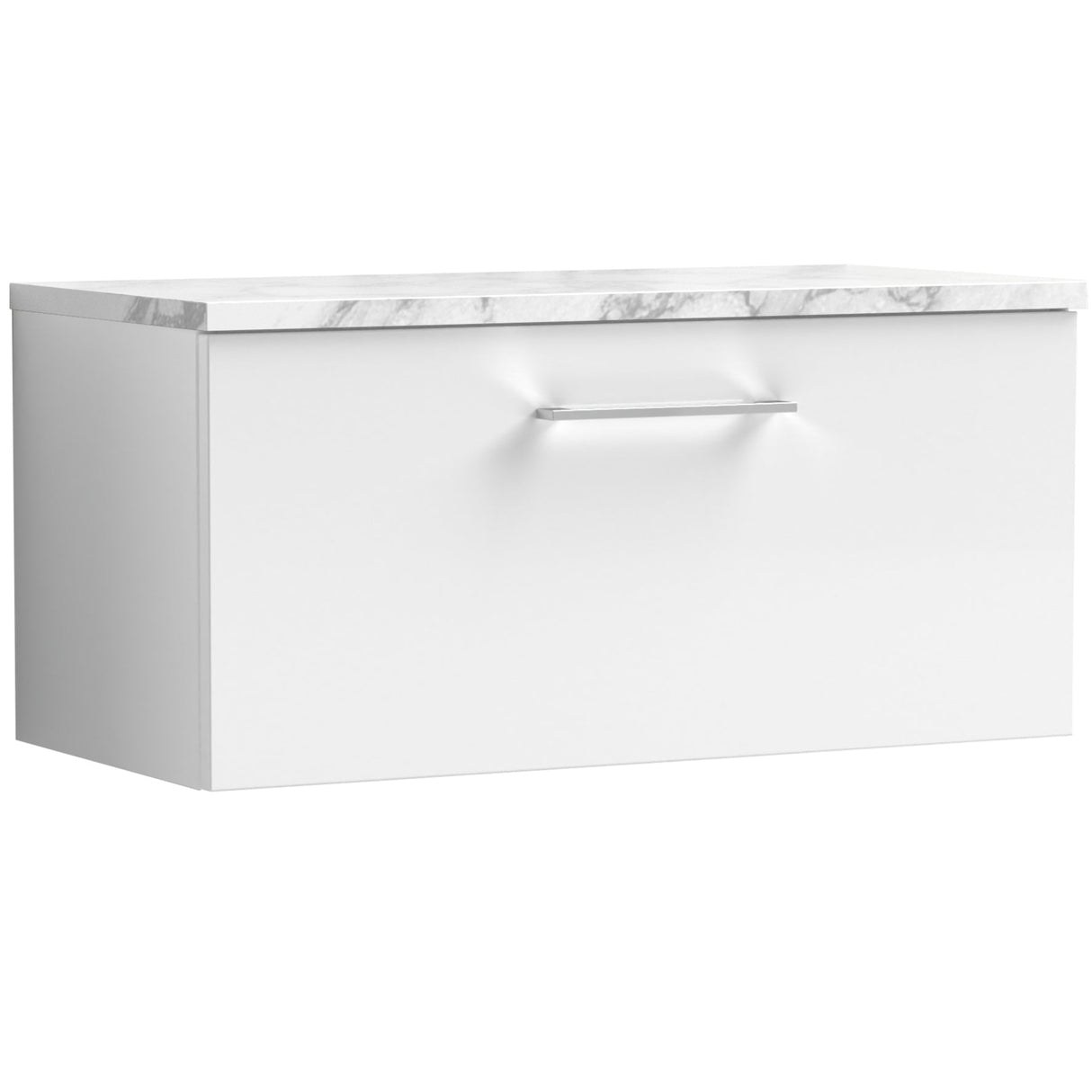 Nuie Arno 800mm Wall Hung 1 Drawer Countertop Vanity Unit Gloss White ARN125LCM