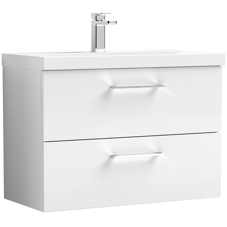 Nuie Arno 800mm Wall Hung 2 Drawer Vanity Unit & Basin Gloss White ARN126A