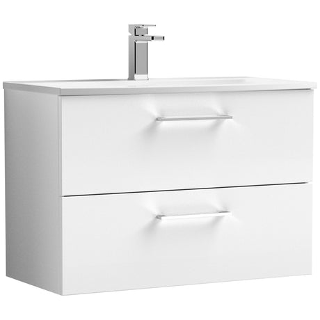 Nuie Arno 800mm Wall Hung 2 Drawer Vanity Unit & Basin Gloss White ARN126G