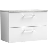 Nuie Arno 800mm Wall Hung 2 Drawer Countertop Vanity Unit Gloss White ARN126LBG