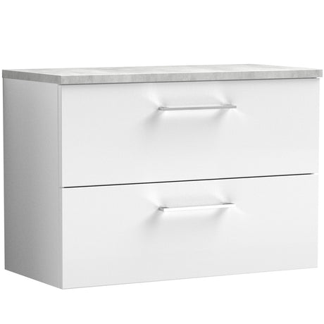 Nuie Arno 800mm Wall Hung 2 Drawer Countertop Vanity Unit Gloss White ARN126LBG