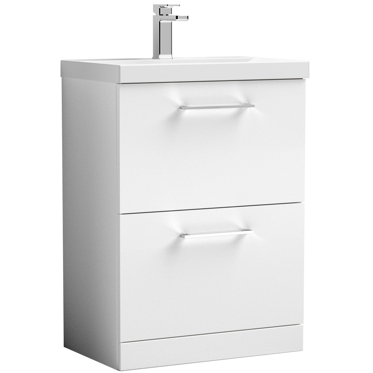 Nuie Arno 600mm Floor Standing 2 Drawer Vanity Unit & Basin Gloss White ARN133A