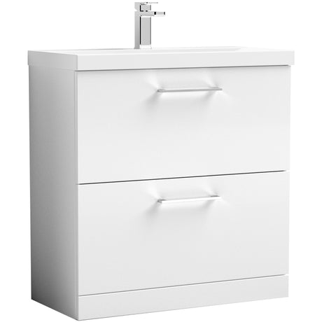 Nuie Arno 800mm Floor Standing 2 Drawer Vanity Unit & Basin Gloss White ARN135A