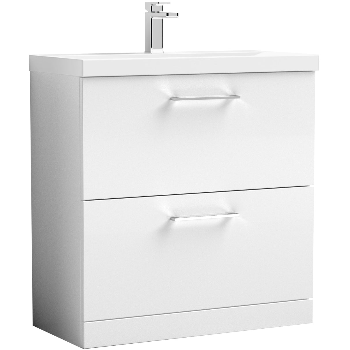 Nuie Arno 800mm Floor Standing 2 Drawer Vanity Unit & Basin Gloss White ARN135D