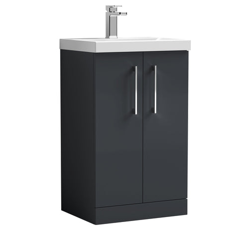 Nuie Arno 500mm Floor Standing 2 Door Vanity Unit & Basin Soft Black ARN1401A