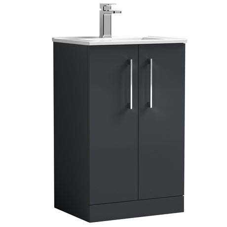 Nuie Arno 500mm Floor Standing 2 Door Vanity Unit & Basin Soft Black ARN1401B
