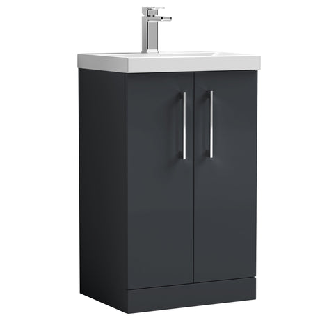 Nuie Arno 500mm Floor Standing 2 Door Vanity Unit & Basin Soft Black ARN1401D