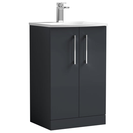 Nuie Arno 500mm Floor Standing 2 Door Vanity Unit & Basin Soft Black ARN1401G