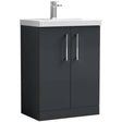 Nuie Arno 600mm Floor Standing 2 Door Vanity Unit & Basin Soft Black ARN1403A