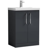 Nuie Arno 600mm Floor Standing 2 Door Vanity Unit & Basin Soft Black ARN1403A