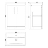 Nuie Arno 600mm Floor Standing 2 Door Vanity Unit & Basin Soft Black ARN1403A LD