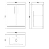 Nuie Arno 600mm Floor Standing 2 Door Vanity Unit & Basin Soft Black ARN1403B LD