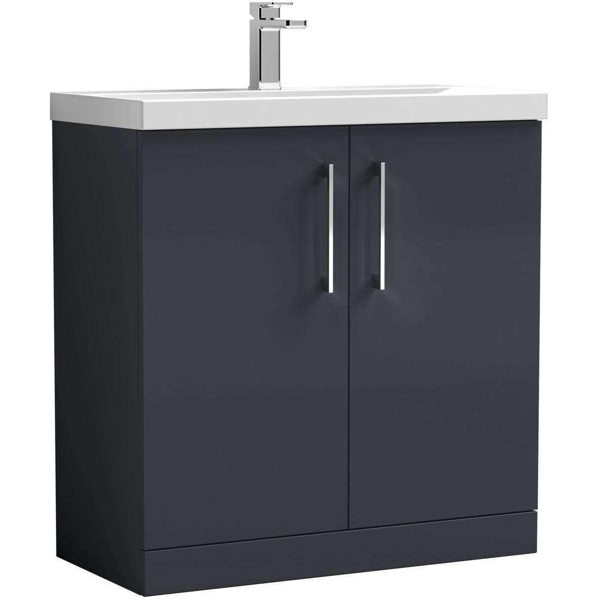 Nuie Arno 800mm Floor Standing 2 Door Vanity Unit & Basin Soft Black ARN1405A