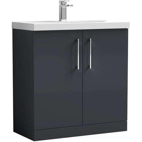 Nuie Arno 800mm Floor Standing 2 Door Vanity Unit & Basin Soft Black ARN1405A