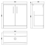 Nuie Arno 800mm Floor Standing 2 Door Vanity Unit & Basin Soft Black ARN1405A LD