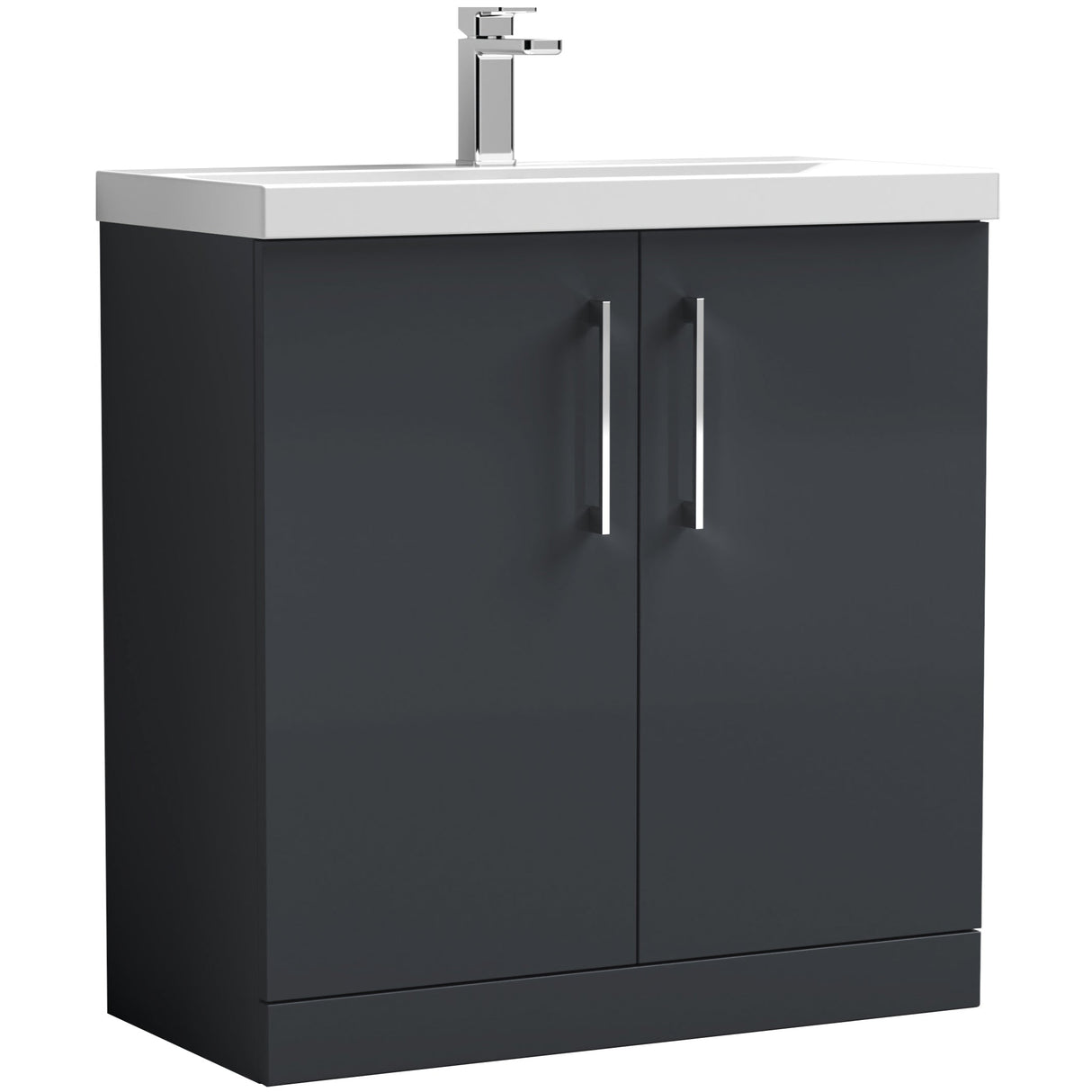 Nuie Arno 800mm Floor Standing 2 Door Vanity Unit & Basin Soft Black ARN1405D