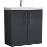 Nuie Arno 800mm Floor Standing 2 Door Vanity Unit & Basin Soft Black ARN1405D