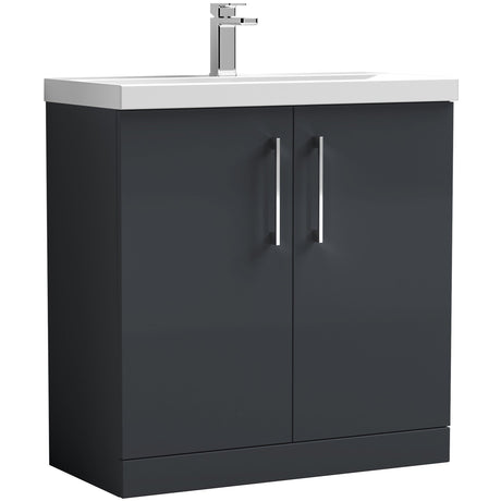 Nuie Arno 800mm Floor Standing 2 Door Vanity Unit & Basin Soft Black ARN1405D