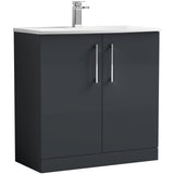 Nuie Arno 800mm Floor Standing 2 Door Vanity Unit & Basin Soft Black ARN1405G