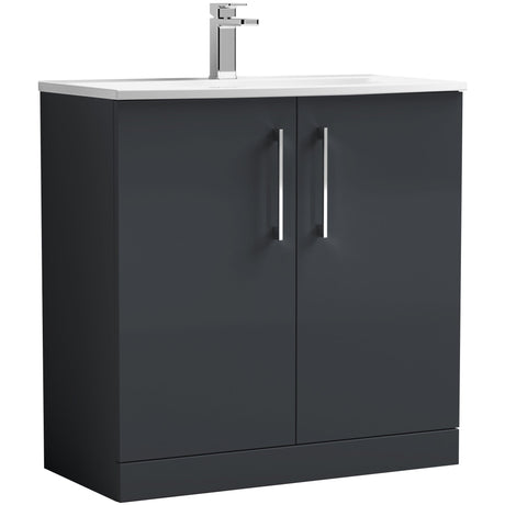 Nuie Arno 800mm Floor Standing 2 Door Vanity Unit & Basin Soft Black ARN1405G