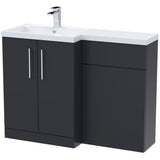 Nuie Arno Toilet & Basin Suite W1100mm - 2 Door Vanity Unit & Polymarble Basin Soft Black ARN1411L
