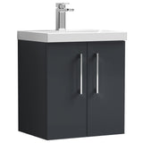 Nuie Arno 500mm Wall Hung 2 Door Vanity Unit & Basin Soft Black ARN1421A