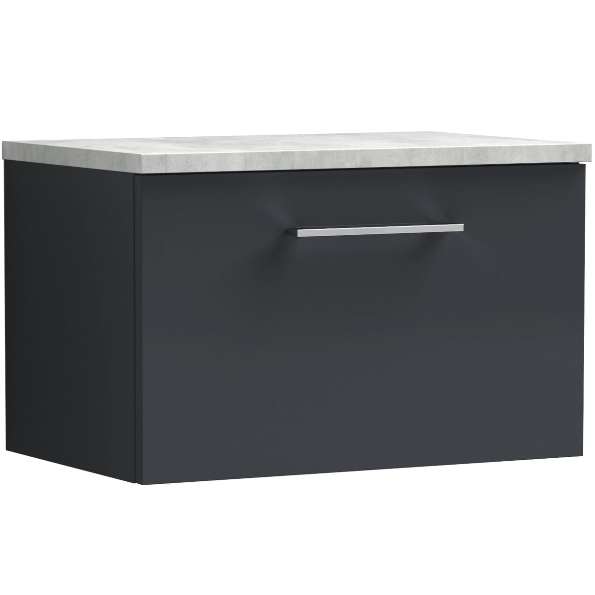 Nuie Arno 600mm Wall Hung 1 Drawer Countertop Vanity Unit Soft Black ARN1422LBG