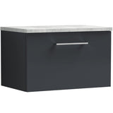 Nuie Arno 600mm Wall Hung 1 Drawer Countertop Vanity Unit Soft Black ARN1422LBG