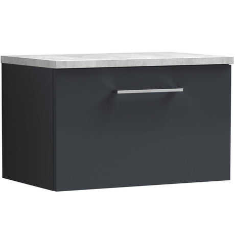 Nuie Arno 600mm Wall Hung 1 Drawer Countertop Vanity Unit Soft Black ARN1422LBG