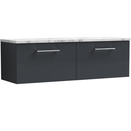 Nuie Arno 1200mm Wall Hung 2 Drawer Countertop Vanity Unit Soft Black ARN1422LCM2