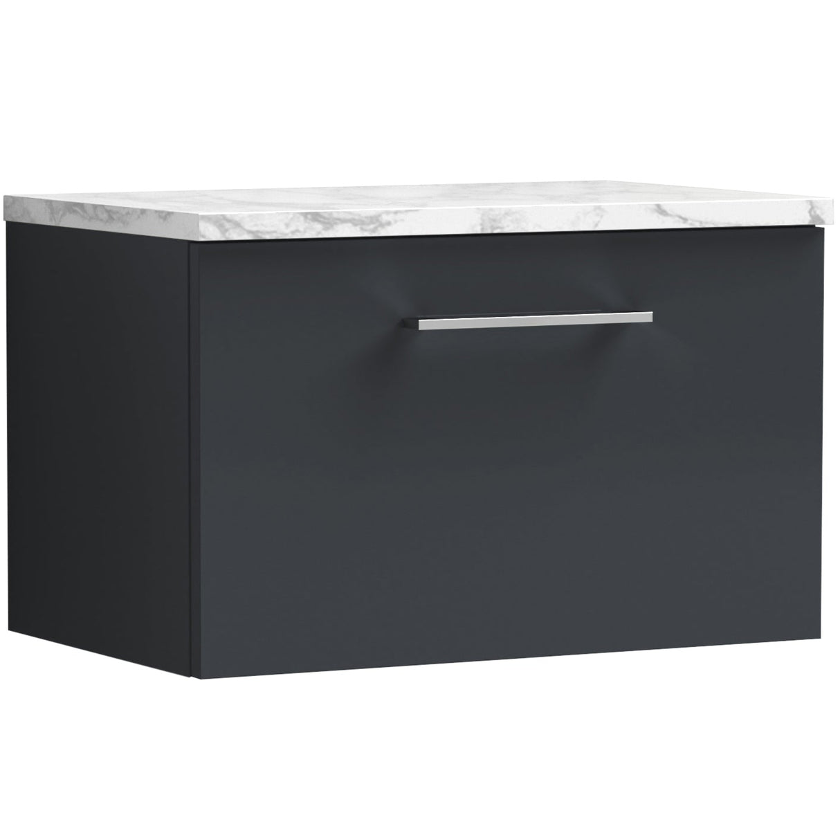 Nuie Arno 600mm Wall Hung 1 Drawer Countertop Vanity Unit Soft Black ARN1422LCM