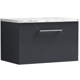 Nuie Arno 600mm Wall Hung 1 Drawer Countertop Vanity Unit Soft Black ARN1422LCM