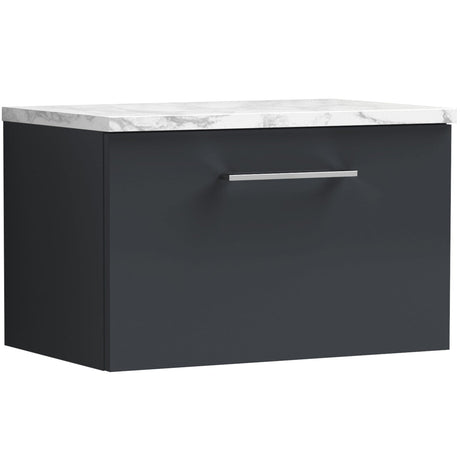 Nuie Arno 600mm Wall Hung 1 Drawer Countertop Vanity Unit Soft Black ARN1422LCM