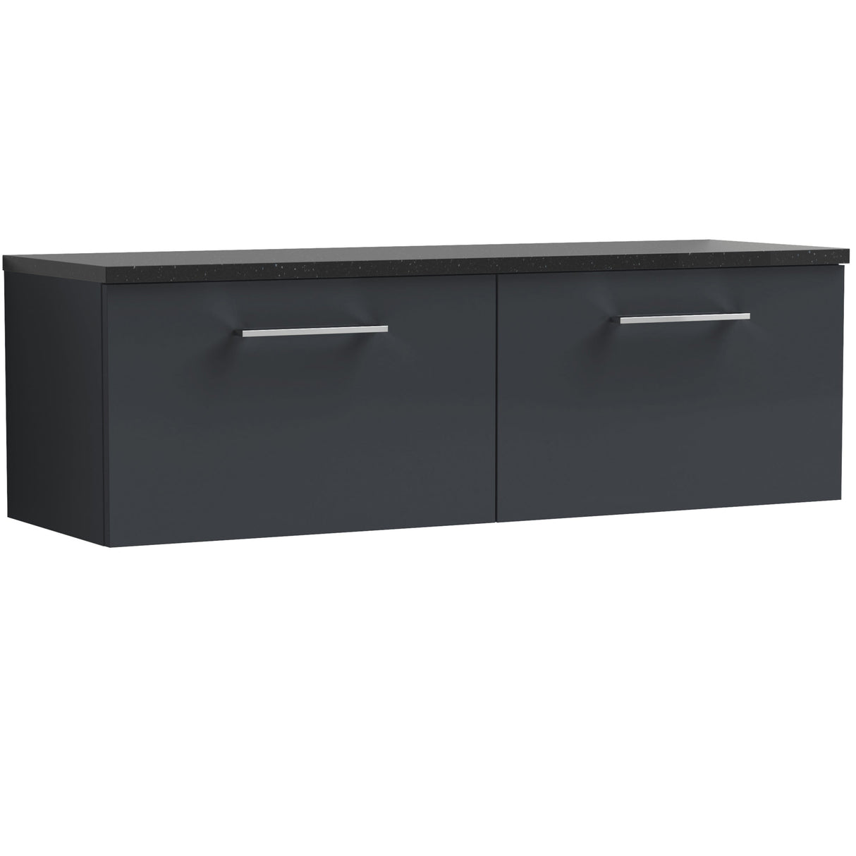 Nuie Arno 1200mm Wall Hung 2 Drawer Countertop Vanity Unit Soft Black ARN1422LSB2
