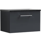 Nuie Arno 600mm Wall Hung 1 Drawer Countertop Vanity Unit Soft Black ARN1422LSB