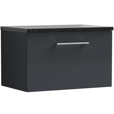 Nuie Arno 600mm Wall Hung 1 Drawer Countertop Vanity Unit Soft Black ARN1422LSB