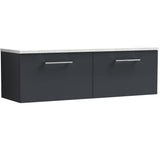 Nuie Arno 1200mm Wall Hung 2 Drawer Countertop Vanity Unit Soft Black ARN1422LSW2