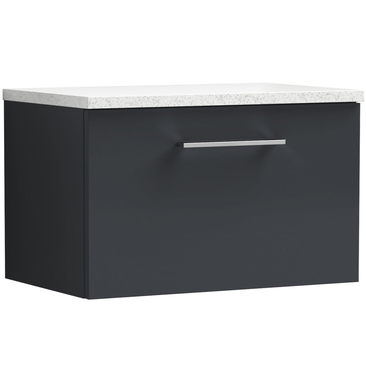Nuie Arno 600mm Wall Hung 1 Drawer Countertop Vanity Unit Soft Black ARN1422LSW