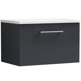 Nuie Arno 600mm Wall Hung 1 Drawer Countertop Vanity Unit Soft Black ARN1422LSW