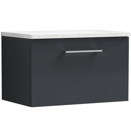 Nuie Arno 600mm Wall Hung 1 Drawer Countertop Vanity Unit Soft Black ARN1422LSW