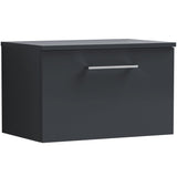 Nuie Arno 600mm Wall Hung 1 Drawer Countertop Vanity Unit Soft Black ARN1422W