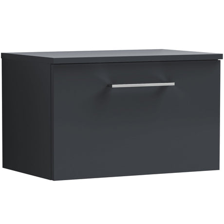 Nuie Arno 600mm Wall Hung 1 Drawer Countertop Vanity Unit Soft Black ARN1422W
