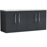 Nuie Arno 1200mm Wall Hung 4 Door Countertop Vanity Unit Soft Black ARN1423LBG2