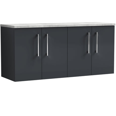 Nuie Arno 1200mm Wall Hung 4 Door Countertop Vanity Unit Soft Black ARN1423LBG2