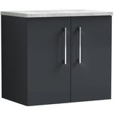 Nuie Arno 600mm Wall Hung 2 Door Countertop Vanity Unit Soft Black ARN1423LBG