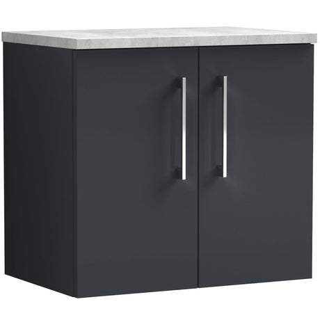 Nuie Arno 600mm Wall Hung 2 Door Countertop Vanity Unit Soft Black ARN1423LBG