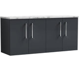 Nuie Arno 1200mm Wall Hung 4 Door Countertop Vanity Unit Soft Black ARN1423LCM2