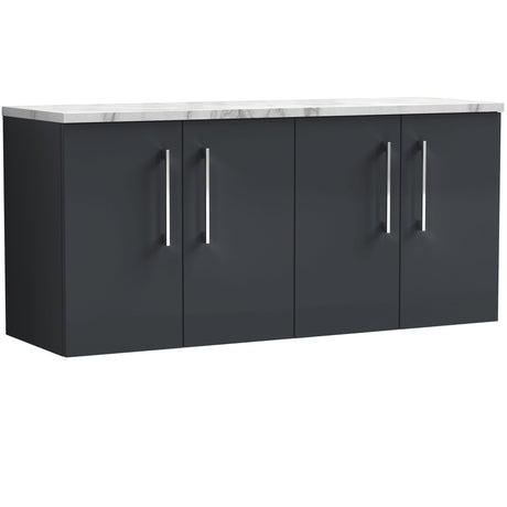 Nuie Arno 1200mm Wall Hung 4 Door Countertop Vanity Unit Soft Black ARN1423LCM2