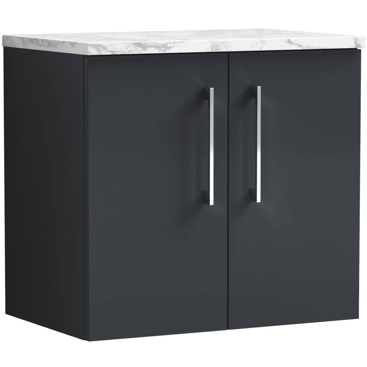 Nuie Arno 600mm Wall Hung 2 Door Countertop Vanity Unit Soft Black ARN1423LCM
